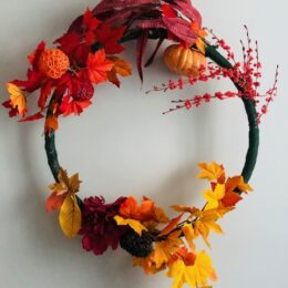 Couronne citrouilles, baies, feuilles