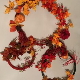 Couronne citrouilles, baies, feuilles